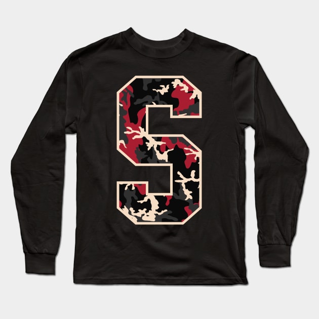 Initial Capital Letter S Camo Alphabet Gift Women Men Kids Long Sleeve T-Shirt by teeleoshirts